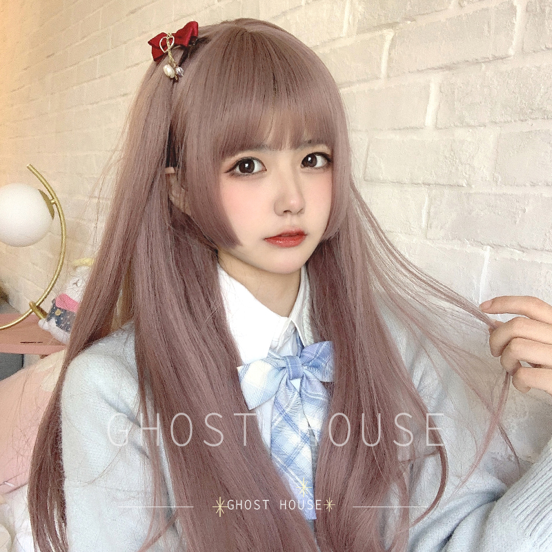 The Ghost of the Ghostbuster Hell' s Teen Girl Yan Magic Love The Same Length Hair Wig Female Princess Cut Jellyfish with a long straight hair.