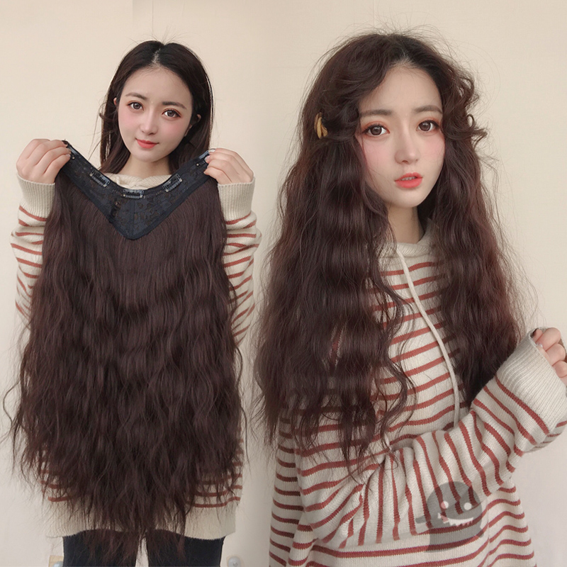 The Ghost of the Ghostbuster Family of the Department Small sweet and beautiful water corrugated wig female one-piece large-wave U-shaped wool curry hair sheet