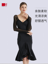Na Yi Latin dance dress Female fashion Large V-neck National flag waltz dress Practice skirt Practice skirt