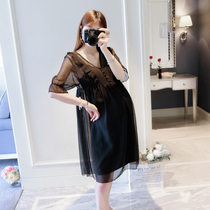 2022 Pregnant Women Summer Dress Net Red Dress Korean Version Loose Pregnant Mother Trendy Summer Maternity Suit Summer Skirt