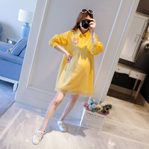 Maternity Autumn Shirts 2022 New Spring and Autumn Fashion Models Korean Style Trendy Hot Mom Maternity Dresses Mid-Length Shirts