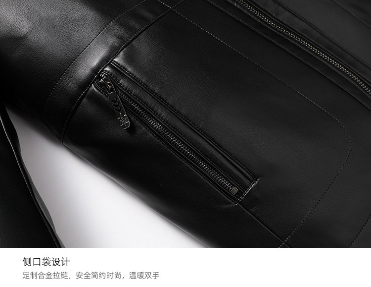 大本 男士绵羊皮 海宁真皮皮衣 内里羊毛加绒设计 图13