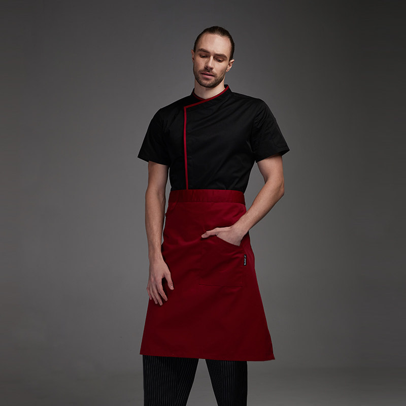 Hotel chef clothing Summer thin custom embroidery Western restaurant kitchen men's short-sleeved breathable mesh black kitchen clothing