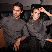 Domino chefs uniform seven-point sleeve male restaurant chefs top custom Japanese kitchen overalls chef long sleeve