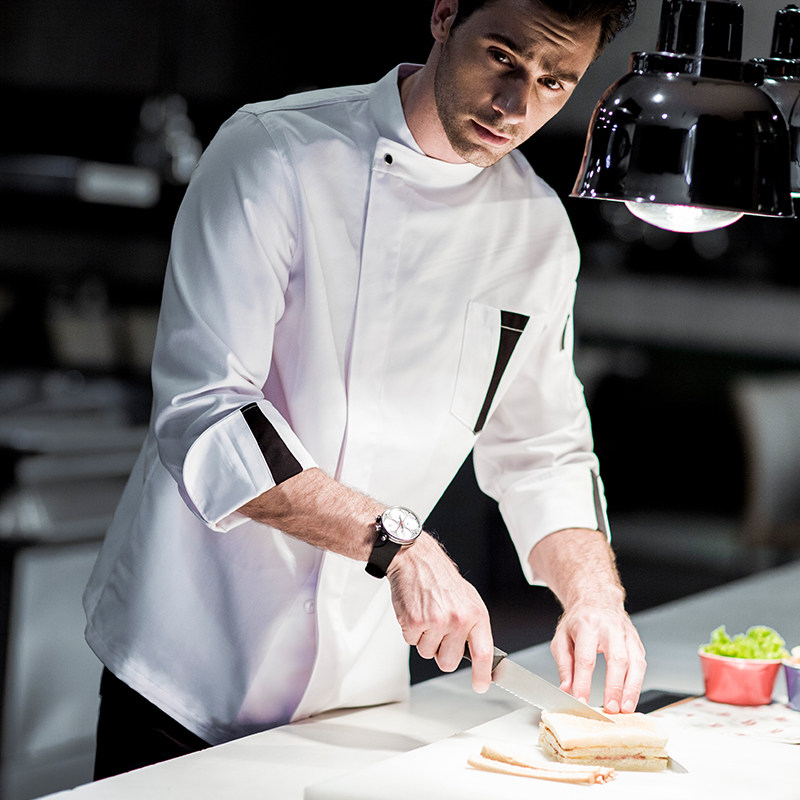 Chef dress long sleeved white men hotel dining after dining kitchen chef dress chef