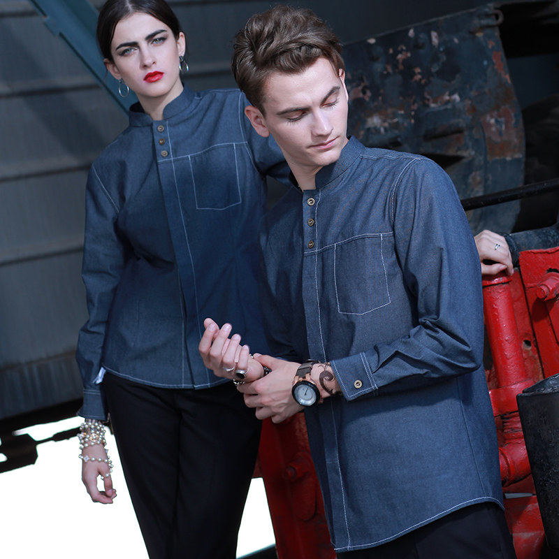 Attendant Work Clothing Spring Summer Clothing Hotel West Restaurant Clothing Men And Women's Fast Food Restaurant Supermarket Workwear Long Sleeve Denim