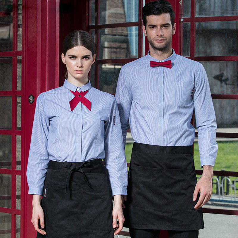 Catering waiter's overalls Women's Long Sleeve Autumn and Winter Clothes Hotel Restaurant Cafe Cake Milk Tea Shop Costumes Hotel