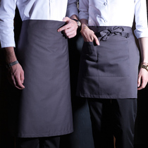 Gray Chef Apron mens half-length overalls kitchen catering custom waiter waist womens short summer
