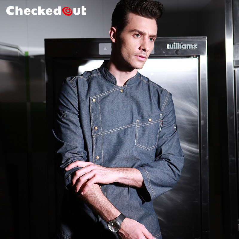 Domilai chef clothing long-sleeved spring and summer top chef western restaurant denim personality kitchen overalls men's overalls