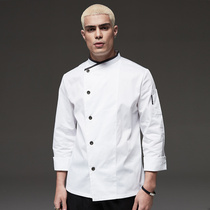 Domicai chefs uniform long sleeve male white western restaurant hotel after kitchen overalls chef set custom logo