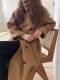 Dongdaemun Double-sided Cashmere Coat Women's Mid-Length Loose Style Korean Over-the-Knee Stand-Collar Tie-Waist Wool Coat