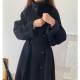 Dongdaemun Double-sided Cashmere Coat Women's Mid-Length Loose Style Korean Over-the-Knee Stand-Collar Tie-Waist Wool Coat