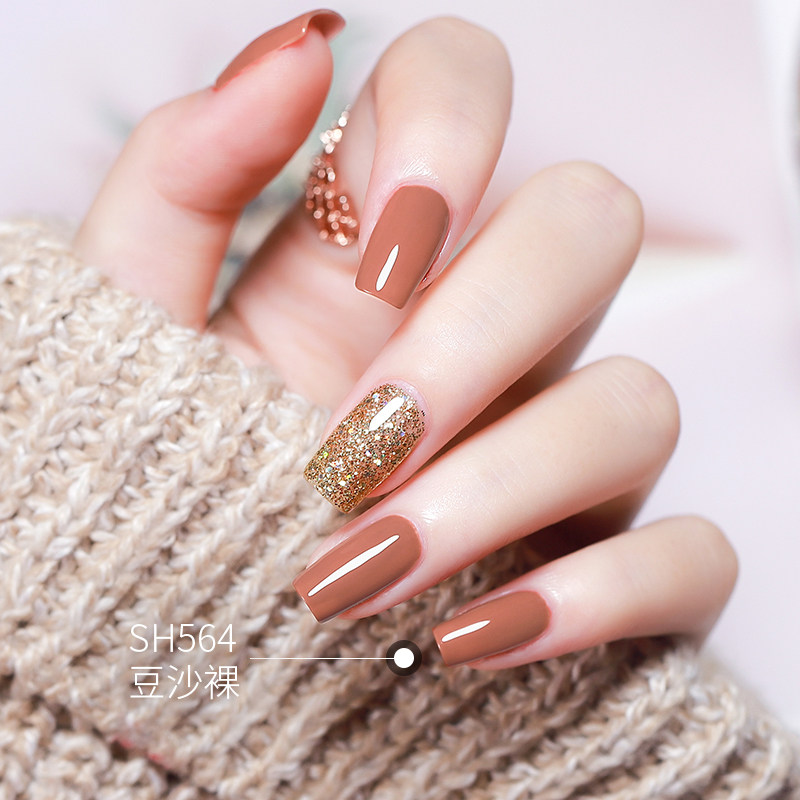 sc is baking-free lasting non-exfoliating and not falling off the color bean chamel pumpkin color display white spring and summer color family nail polish woman