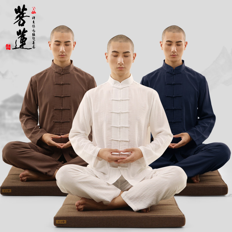 Bodhisattva monk clothing meditation clothing men's summer thin linen cotton linen Buddha long-sleeved Chinese style Tang suit men's suit