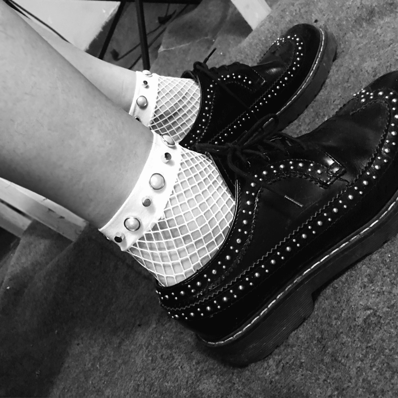 Two Pairs of the Runway Style You Want ▲ Summer Ultra-Thin Metal Rivet Pearl Personalized White Fishnet Socks