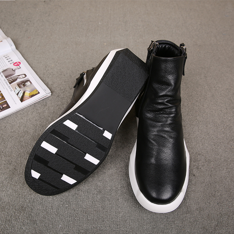 Giày nam mới 2018 phiên bản Hàn Quốc của Martin boot da đế dày có khóa kéo thể thao giải trí thời trang Anh giầy chạy bộ nam