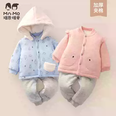 Love winter newborn baby baby girl clip thick cotton thickened warm cotton padded two-piece suit 1200