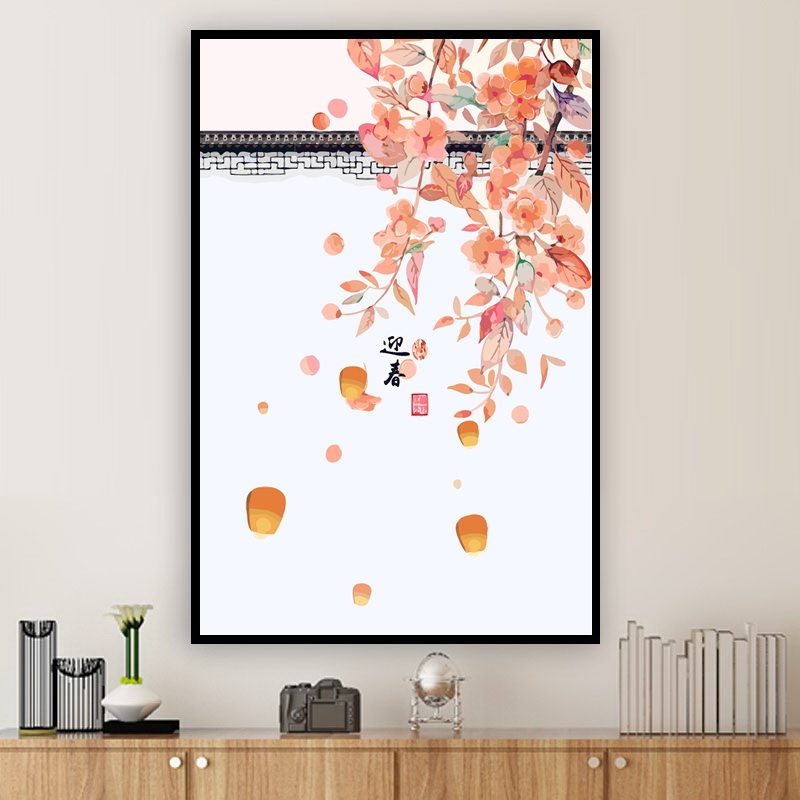 Diy Digital oil painting Chinese living room air-ventilation landscape flowers hand painting color decoration decoration decoration and decompression
