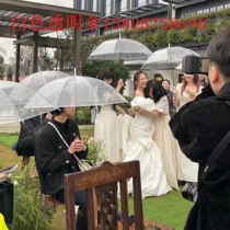 Kunming disposable umbrella pure white transparent umbrella thickened dance props long umbrella photo wedding dance umbrella