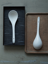 No one cares about it white high-temperature hanging firing porcelain soup spoon fully glazed porcelain soup spoon