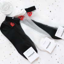 South Korea imported personality love stockings summer ice silk transparent short tube socks ultra-thin crystal socks glass stockings women