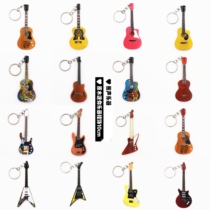 10CM mini log wood electric guitar acoustic guitar electric bass instrument hanging ornament pendant keychain pendant