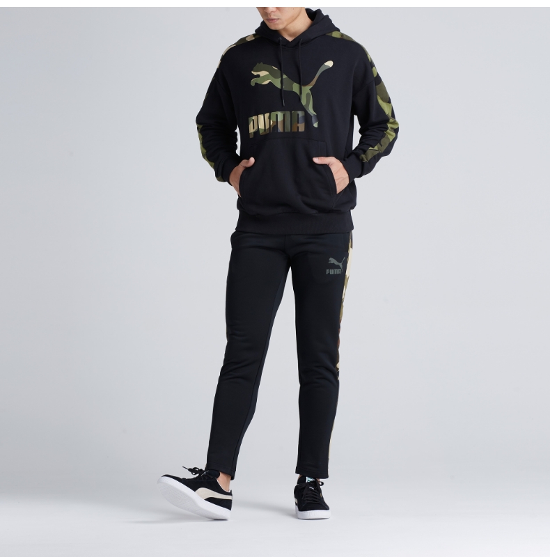 PUMA Hummer Official Liu Yuran Áo trùm đầu nam in hình áo len hoang dã 578334 - Thể thao lông cừu / jumper áo nỉ nữ có mũ