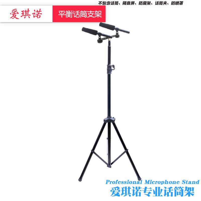 Spacing Adjustable Microphone Balance Stand One Holder Two Type Floor Microphone Stand with Weighted Microphone Tripod