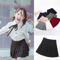 College style girl skirt spring and autumn Joker childrens small skirt foreign style middle child White shirt pleated skirt suit