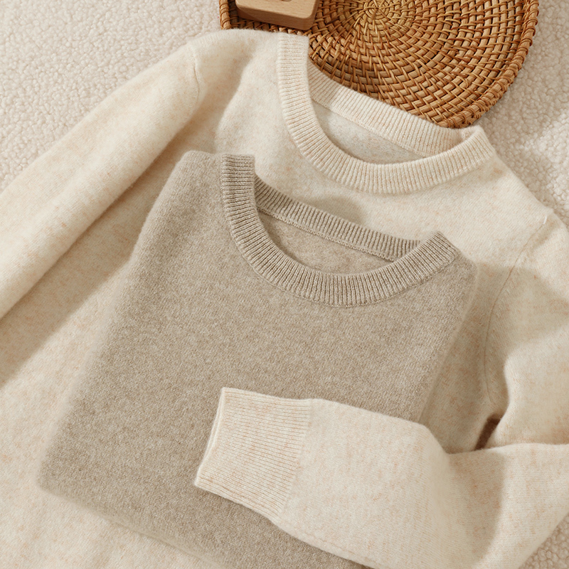 Pure Wool Round-Neck Children's Base Layer Sweater for Autumn and Winter, Knitted Wool Sweater for Older Children, Boys and Girls Inner Wear Wool Sweater