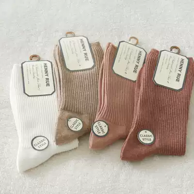 Autumn Japanese combed cotton good feet feel comfortable slim striped short socks bubble socks
