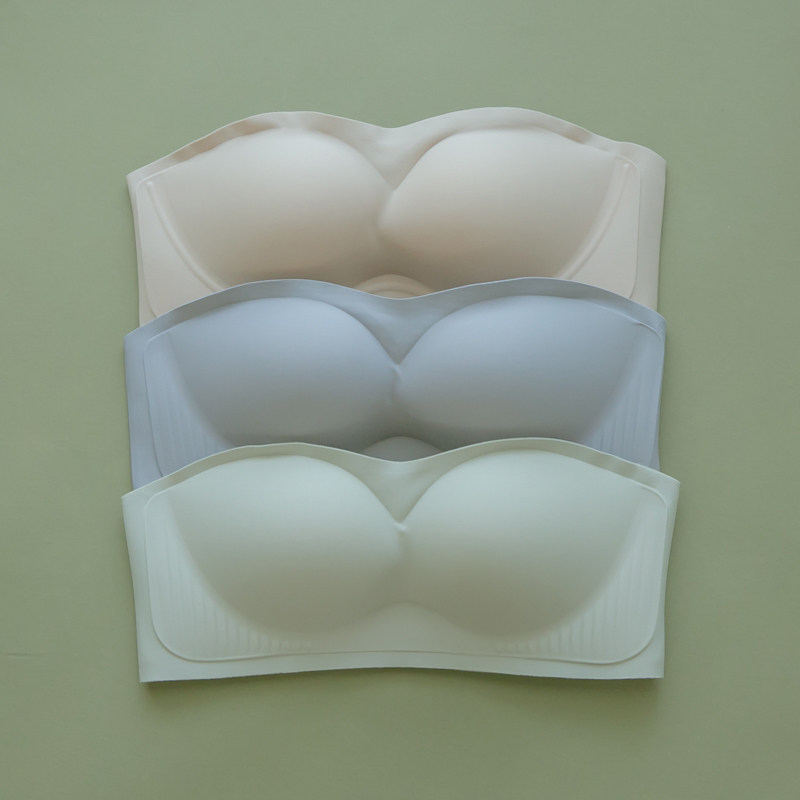 Silk-around sauce trampoline without dropping invisible smear chests summer large breasts with little marks without shoulder strap lingerie bra Summer thin