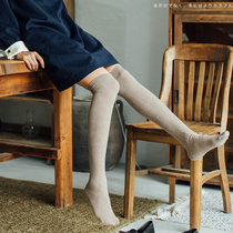 Literature Department Girl Double Non-slip Long Silo Socks Half Cut Socks College Wind kneecap black pure cotton high cylinder socks