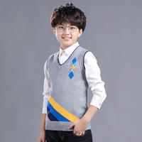 Áo len trẻ em bé trai áo len dệt kim Áo len cổ chữ V vest 2018 thu đông mới đồ vét nam