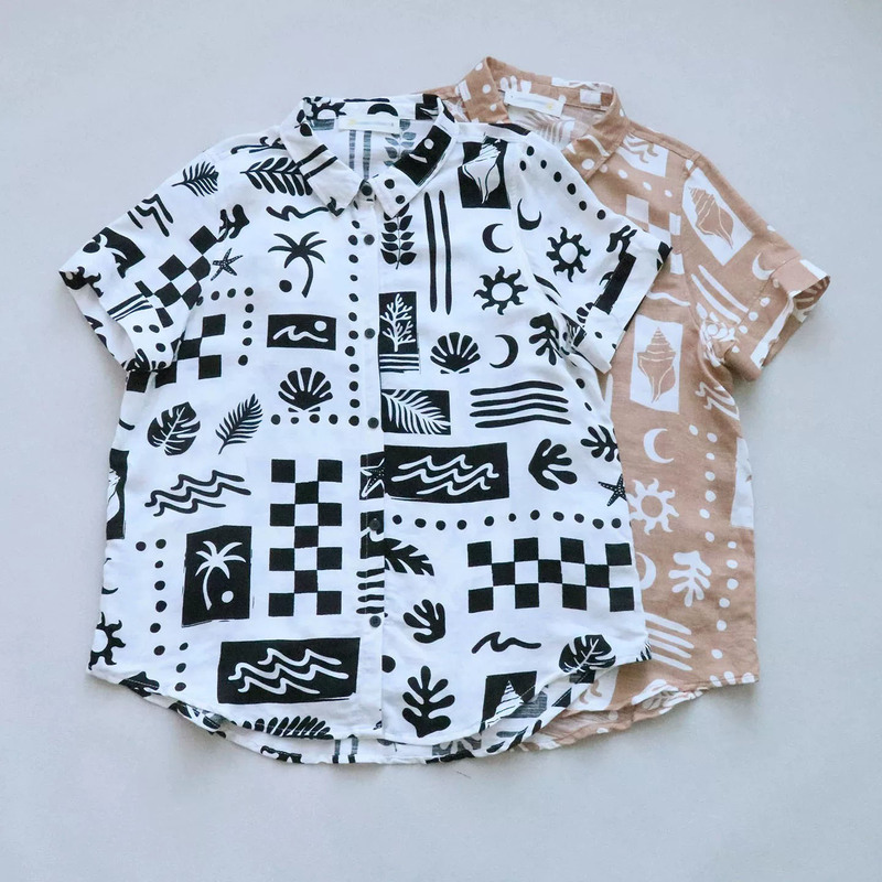 Ocea* Dr**E Los Angeles Export Vintage Print Hawaiian Style Vacation Short-Sleeved Shirt, Lightweight and Breathable Shirt Ocea* Dr**E Los Angeles Export Vintage Print Hawaiian Style Vacation Short-Sleeved Shirt, Lightweight and Breathable Shirt