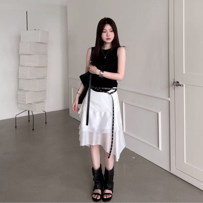 Summer New Style Irregular Design Multi-Layered Skirt for Girls, Super Pretty, Slim Fit and Versatile A-Line Skirt for Petite Figures