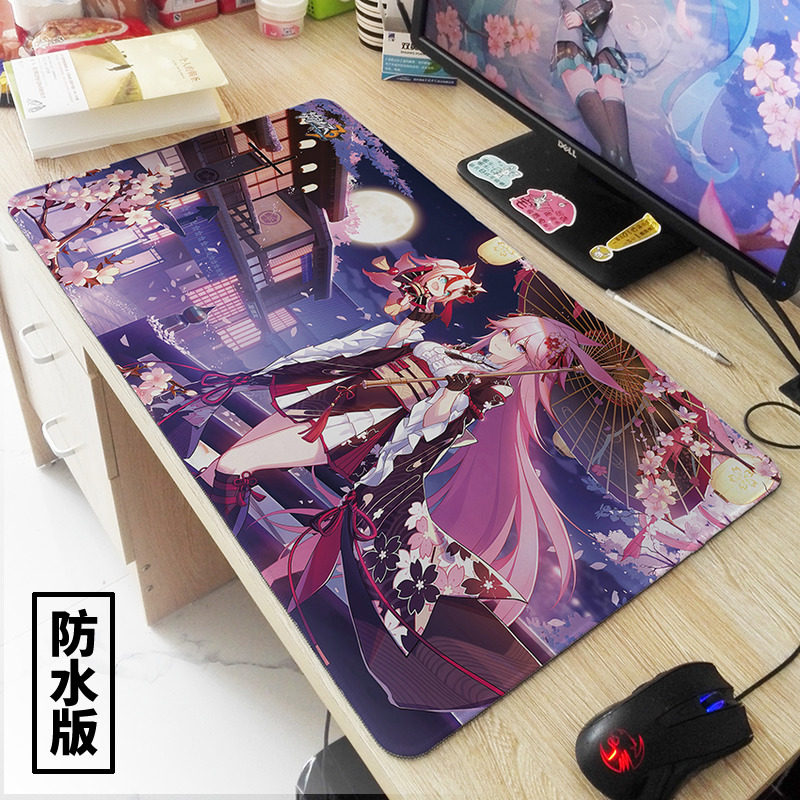 Two-dimensional animation mouse pad thickened custom high-definition table mat super large size waterproof gaming game keyboard pad
