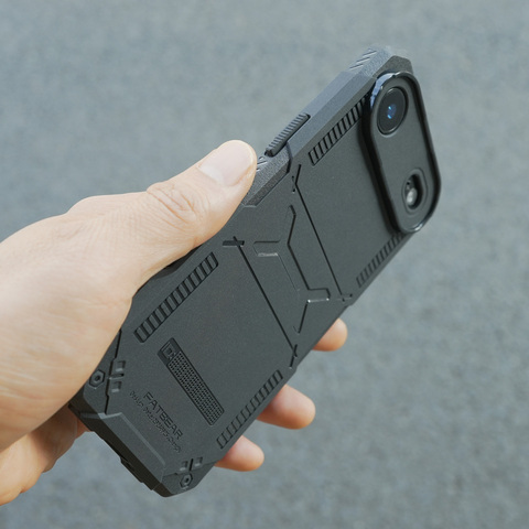 FATBEAR Rugged Tactical Dark Defend Stand – Pro/Plus/Max/Air – 17, 16, 15, 14, 13, 12 iPhone Case