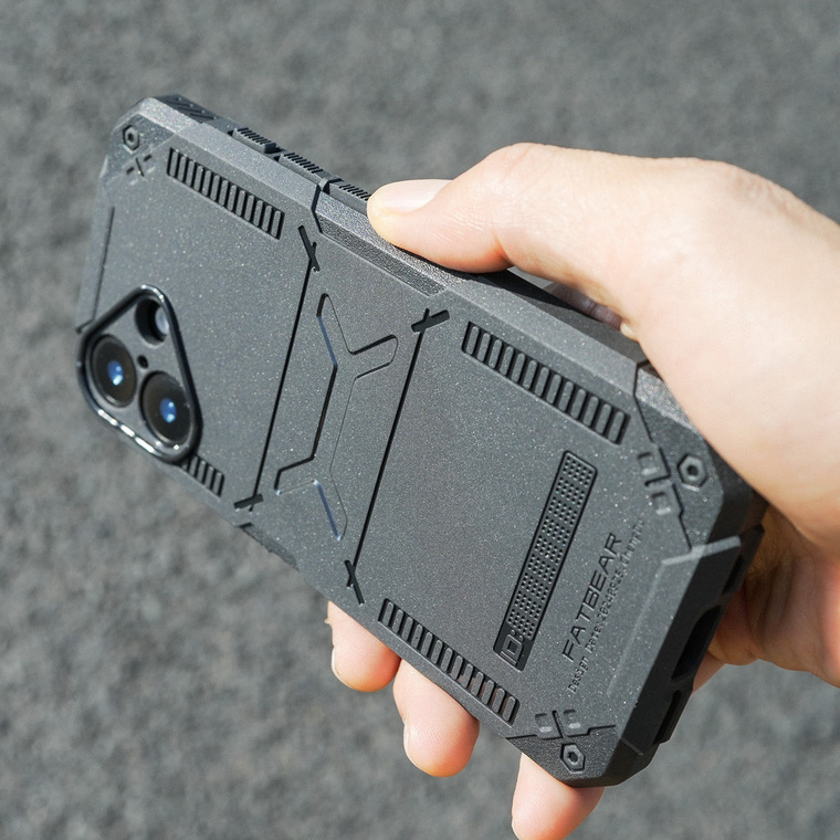 FATBEAR Rugged Tactical Dark Defend Stand – Pro/Plus/Max/Air – 17, 16, 15, 14, 13, 12 iPhone Case