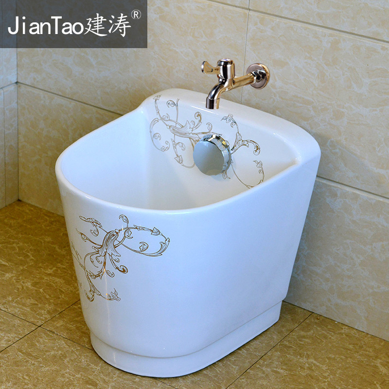 Build out the mop pool household balcony floor mop bucket of large - sized ceramic art mop pool automatic mop pool water