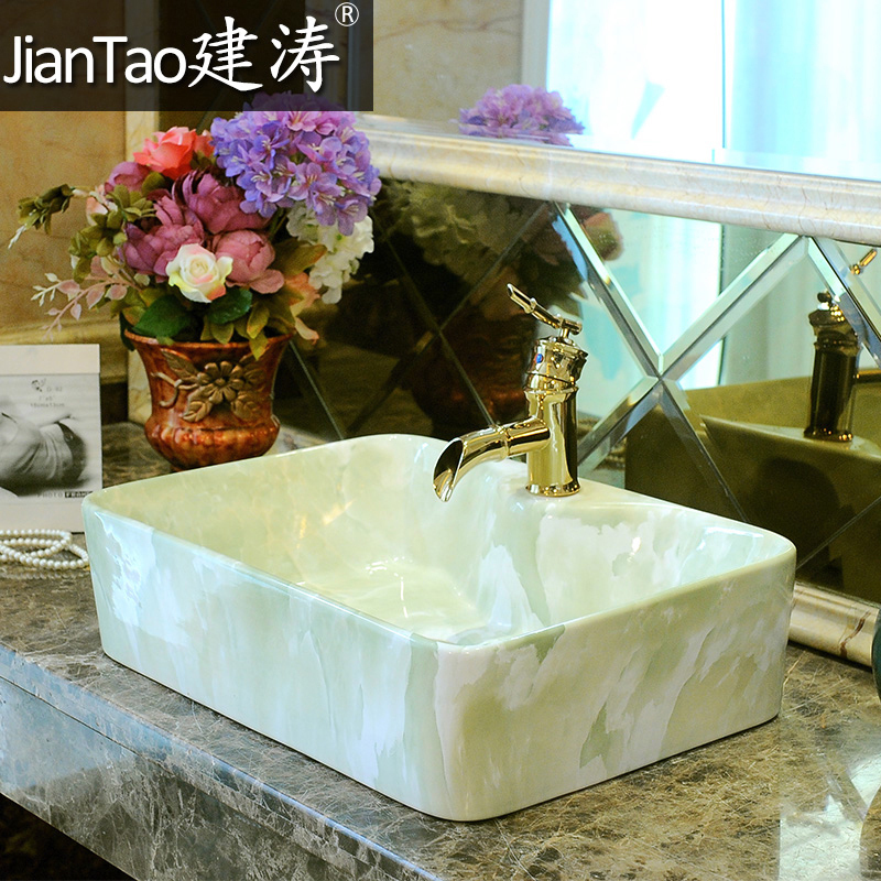 Imitation marble decorative pattern on the ceramic basin art square European archaize toilet lavatory sink
