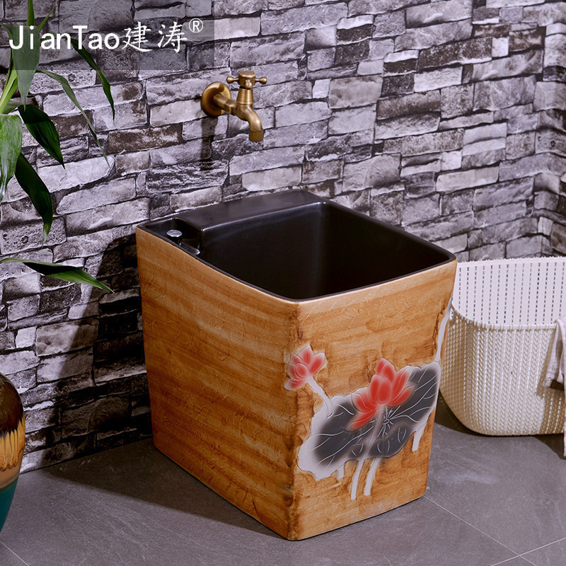 The Mop pool retro household balcony ceramic toilet wash Mop pool table control automatic Mop pool water