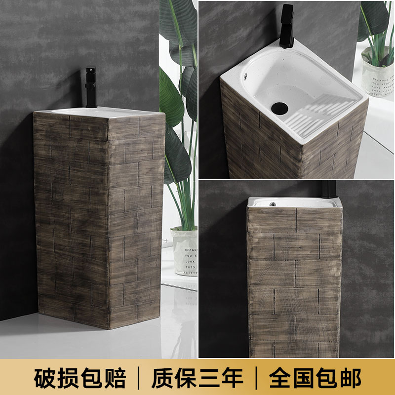 The balcony floor type lavatory pillar ceramic wash face basin sink pool basin home of small family toilet