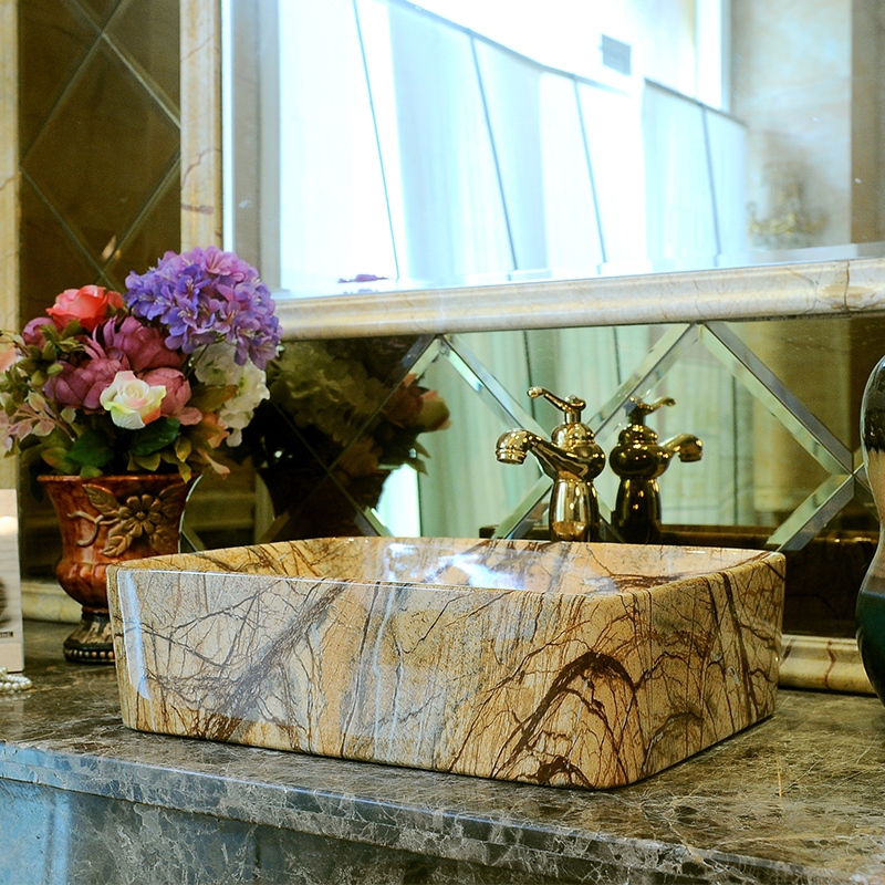 Build out square stage basin ceramic lavabo that defend bath lavatory the basin that wash a face art basin marbled