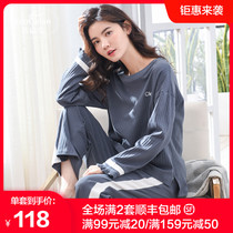 Pajamas womens long sleeves spring and autumn cotton autumn and winter Korean fashion home clothes casual can go out and wear suit Cotton