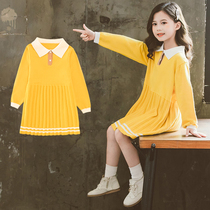 3 Children 4 girls dress 5 spring and autumn clothes 2021 new princess skirt subnet red ocean gas sweater 6 years old girl