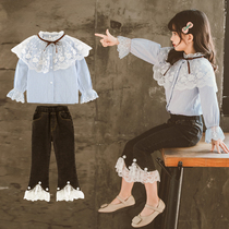 3 Children 4 girls autumn suit 2021 New 5 Spring Autumn 6 foreign atmosphere 7 girls 10 net Red 8 clothes 12 years old tide