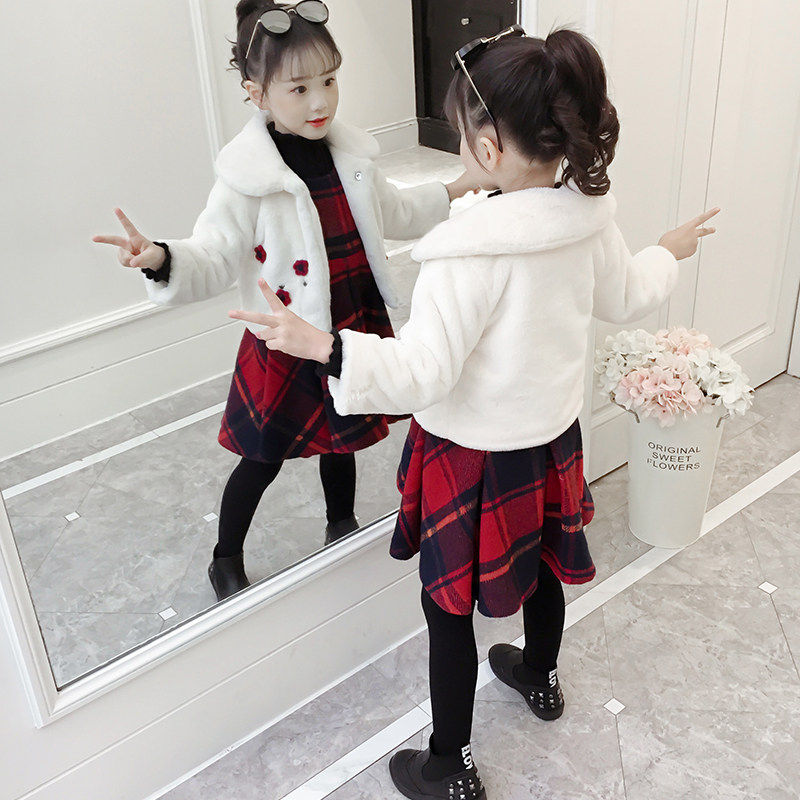3 Children 4 Girls Dress 5 Autumn and Winter Dress 2021 New Princess Dress Plus Velvet Thick 6 Years Old Western Style Suit
