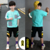 Chàng trai mùa hè phù hợp với 66788 112 Hàn Quốc phiên bản của tay áo ngắn chàng trai 13 chàng trai vừa mùa hè đầm hai bộ 10-15 tuổi. 