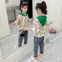 Girls autumn clothes 2021 New set foreign-style baby childrens clothes Net red fashionable little girl sports two-piece tide